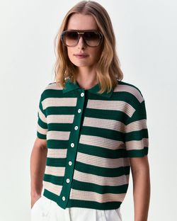 Camisa listrada polo Ava - Esmeralda