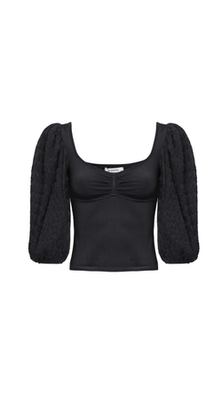 Blusa manga rendada Joy - Preto