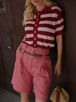 Camisa listrada polo Ava - Berry