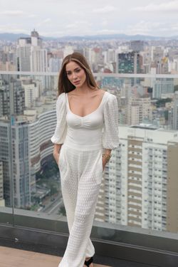 Calça rendada Renata - Off White