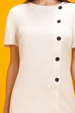 Vestido crepe com botões Fani off-white