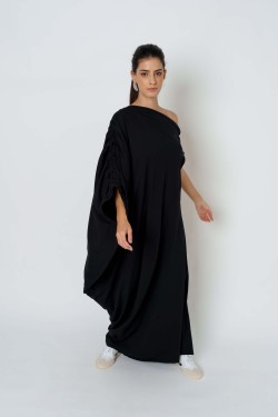 VESTIDO MAXI FRANZIDO - PRETO