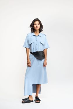 CHEMISIER ESTRUTURADA MILITAR - AZUL CLARO