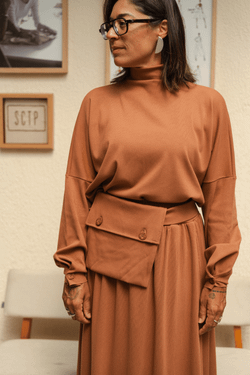 BLUSA MANGA LONGA BOTOES - MOCHA