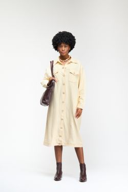 VESTIDO JAQUETA MALHA SARJADA - CREME