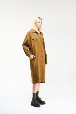 VESTIDO JAQUETA MALHA SARJADA - CASTANHO