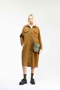 VESTIDO JAQUETA MALHA SARJADA - CASTANHO