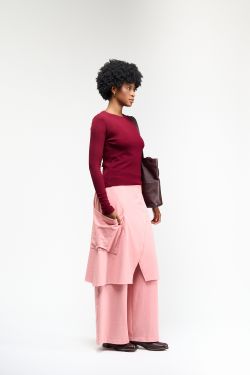 BLUSA MANGA LONGA CANELADA - BORDO