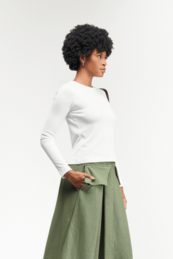 BLUSA MANGA LONGA CANELADA - OFF WHITE