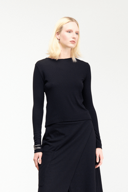 BLUSA MANGA LONGA CANELADA - PRETO