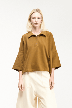 CAMISA POLO MAXI MALHA SARJADA - CASTANHO
