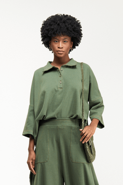CAMISA POLO MAXI MALHA SARJADA - VERDE