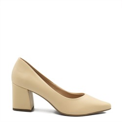 Scarpin Claire Salto Grosso Off Creme