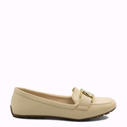 Mocassim Metal Cruzado Tamara Creme