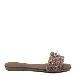 Rasteira Tiras Strass Amora Multicolor