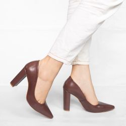 Scarpin Zatta Zatta Salto Grosso Jaine Napa Marrom