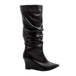 Bota Zatta Drapeada Anabela Zahara Preta