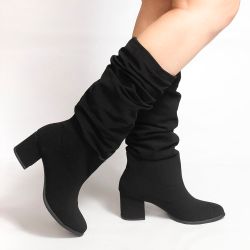 Bota Zatta Drapeada Salto Bloco Hebe Nobuck Preta