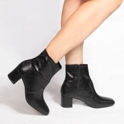 Bota Zatta Salto Bloco Bico Quadrado Helouise Preta
