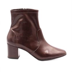 Bota Zatta Salto Bloco Bico Quadrado Helouise Marrom