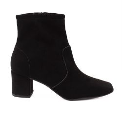 Bota Zatta Salto Bloco Bico Quadrado Helouise  Nobuck Preta