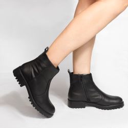 Bota Zatta Coturno Couro Tratorada Lola Preta