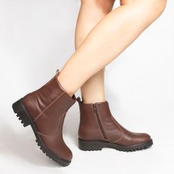 Bota Zatta Coturno Couro Tratorada Lola Marrom