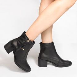 Bota Zatta Cano Médio Salto Bloco Violeta Preta 