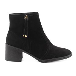 Bota Zatta Cano Médio Salto Bloco Violeta  Camurça Preta 