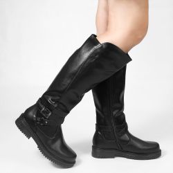 Bota Zatta Montaria Cano Alto Fivela Poly Preta