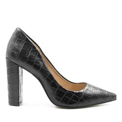 Scarpin Zatta Salto Grosso Jaine Preto Croco