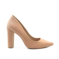 Scarpin Salto Grosso Jaine Nude Nobuck