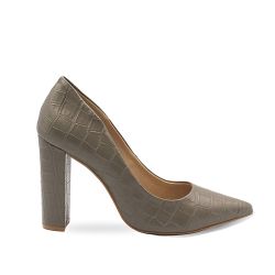 Scarpin Zatta Salto Grosso Jaine Cinza
