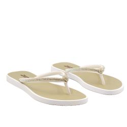 Chinelo Zatta de Dedo Nó Strass Poliana Branco
