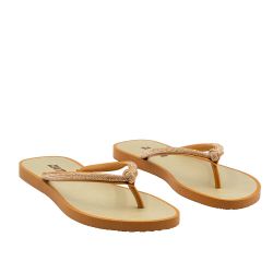 Chinelo Zatta de Dedo Nó Strass Poliana Caramelo