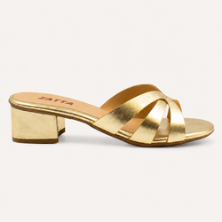 Tamanco Zatta Casual Salto Bloco Thaís Dourado