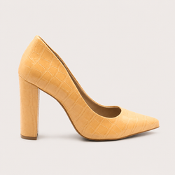 Scarpin Zatta Salto Grosso Jaine Croco Mel