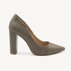 Scarpin Zatta Salto Grosso Jaine Cinza