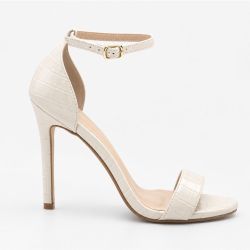 Sandália Zatta Salto Fino Maya Croco Off White