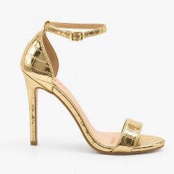 Sandália Zatta Salto Fino Maya Croco Dourado