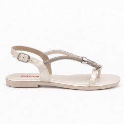 Rasteira Zatta Strass Ajustável Poliana Off White