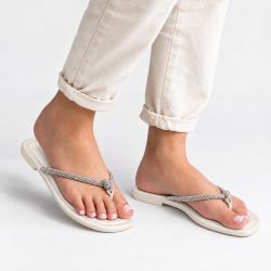 Rasteira Zatta  Nó Brilho Thayna Off White