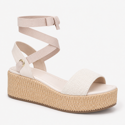 Sandália Zatta Anabela de Amarrar Cris Off White