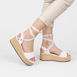 Sandália Zatta Anabela de Amarrar Cris Off White
