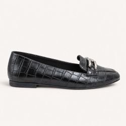Mocassim Zatta Detalhe de Fivela Sirley Texturizado Preto