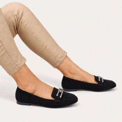 Mocassim Zatta Detalhe de Fivela Sirley Preto Nobuck