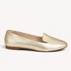 Mocassim Zatta Liso Bico Quadrado Silvana Dourado