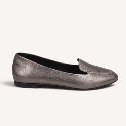 Mocassim Zatta Liso Bico Quadrado Silvana Prata Velho