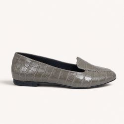 Mocassim Zatta Liso Bico Quadrado Silvana Cinza