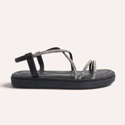 Sandália Papete Zatta  Flat Brilho Luciene Preto